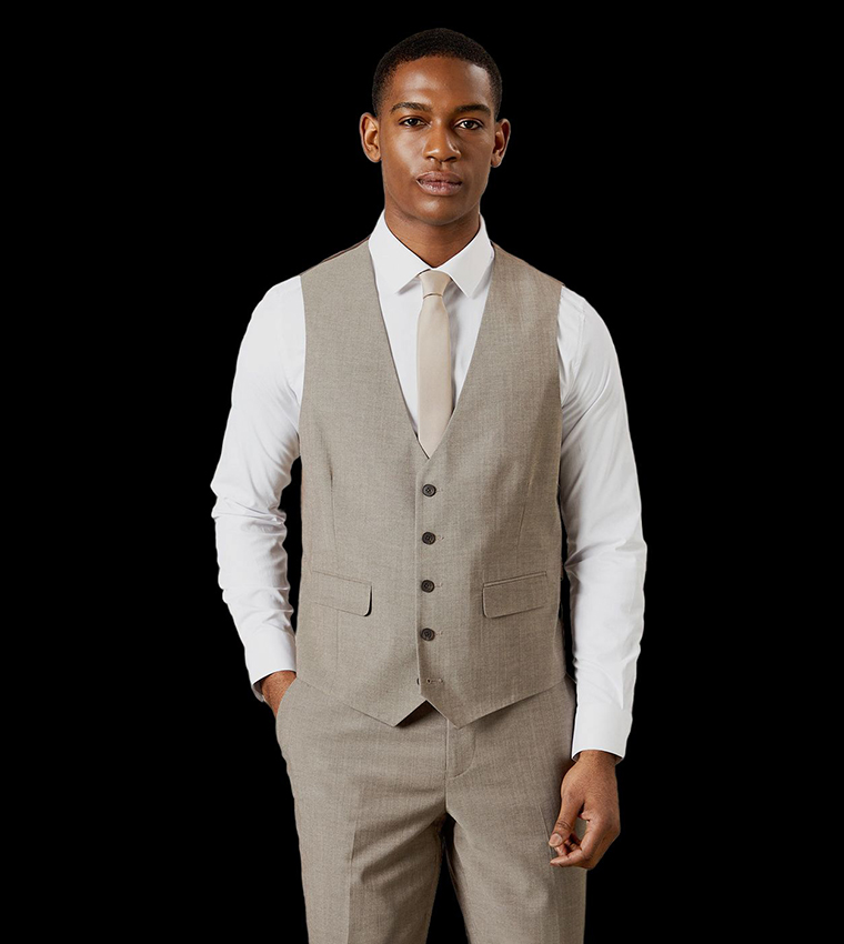 Solid Tailored Fit Waistcoat