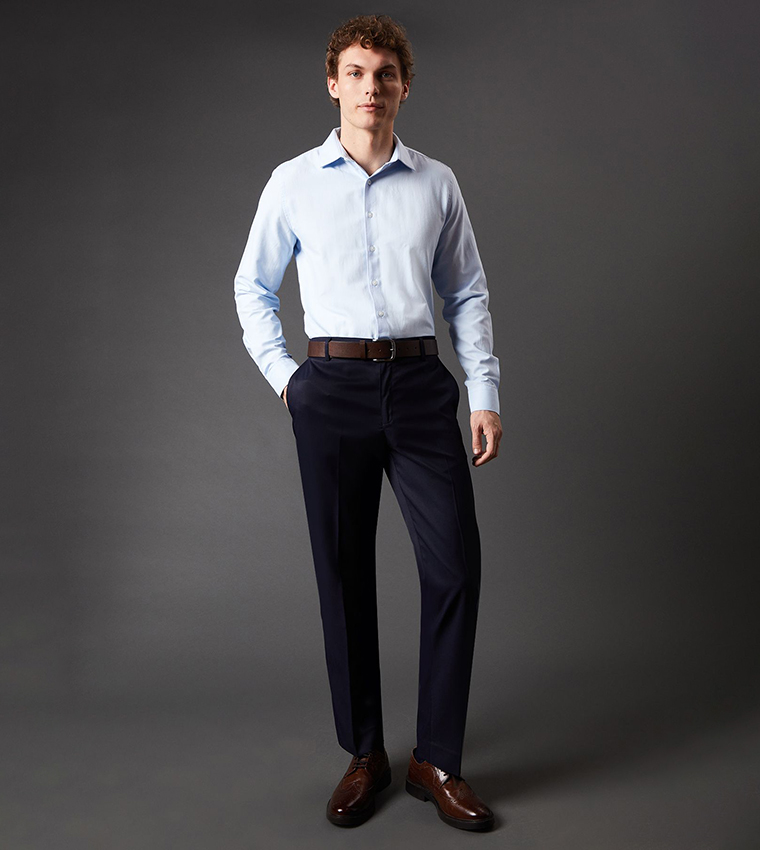 Twill Stretch Tailored Fit Formal Trousers
