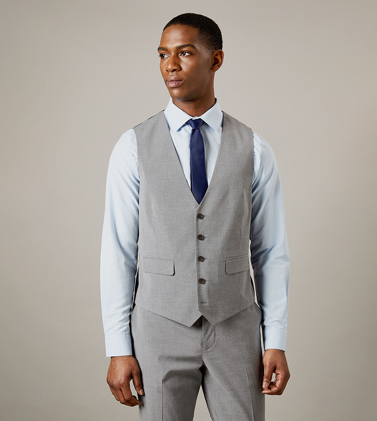 Textured V-Neck Waistcoat