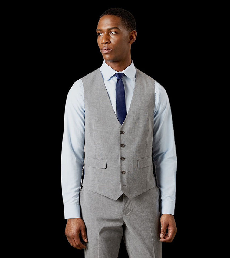 Textured V-Neck Waistcoat