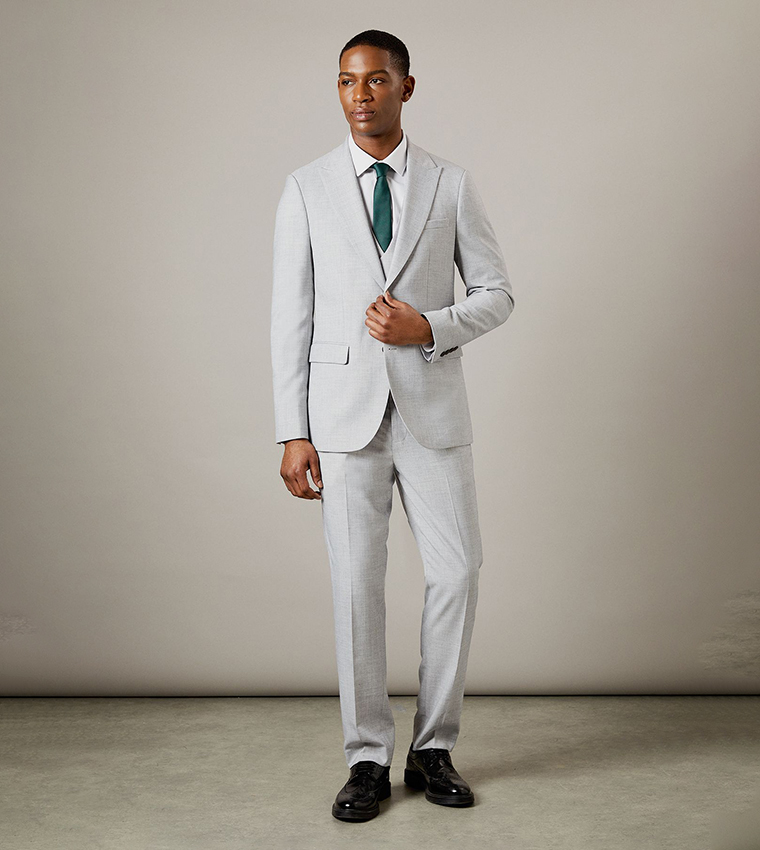 Solid Heathered Slim Fit Blazer