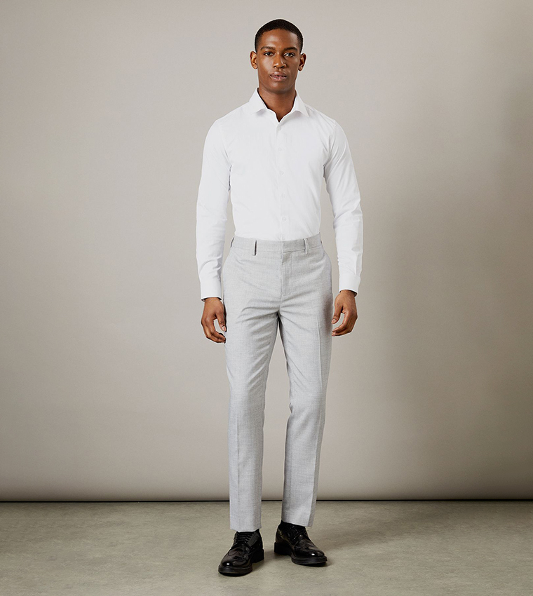 Heathered Slim Fit Formal Trousers