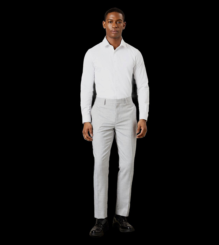 Heathered Slim Fit Formal Trousers