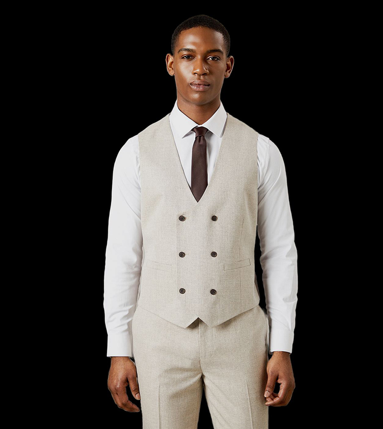 Solid Double Breasted Waistcoat