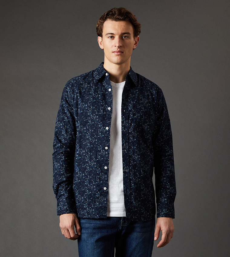 Leaf Printed Long Sleeves Shirt