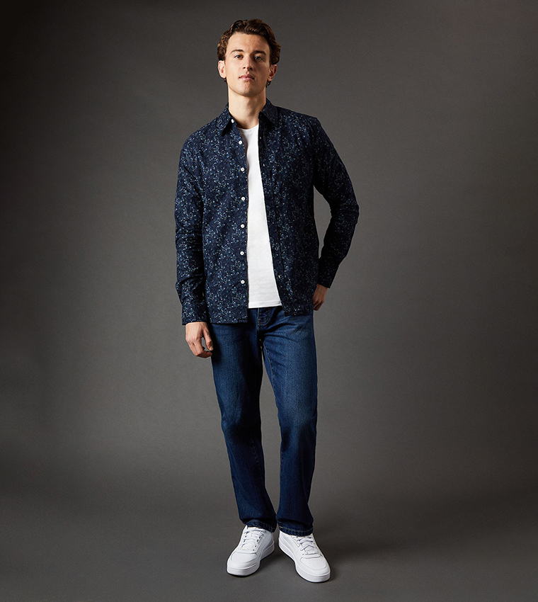 Leaf Printed Long Sleeves Shirt