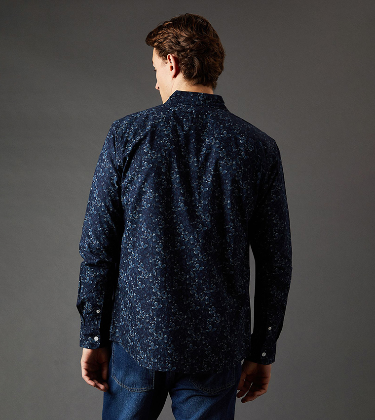 Leaf Printed Long Sleeves Shirt