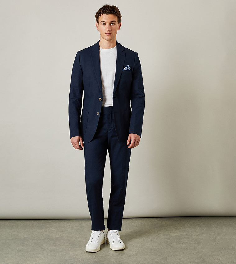Linen Slim Fit Single-Breasted Blazer