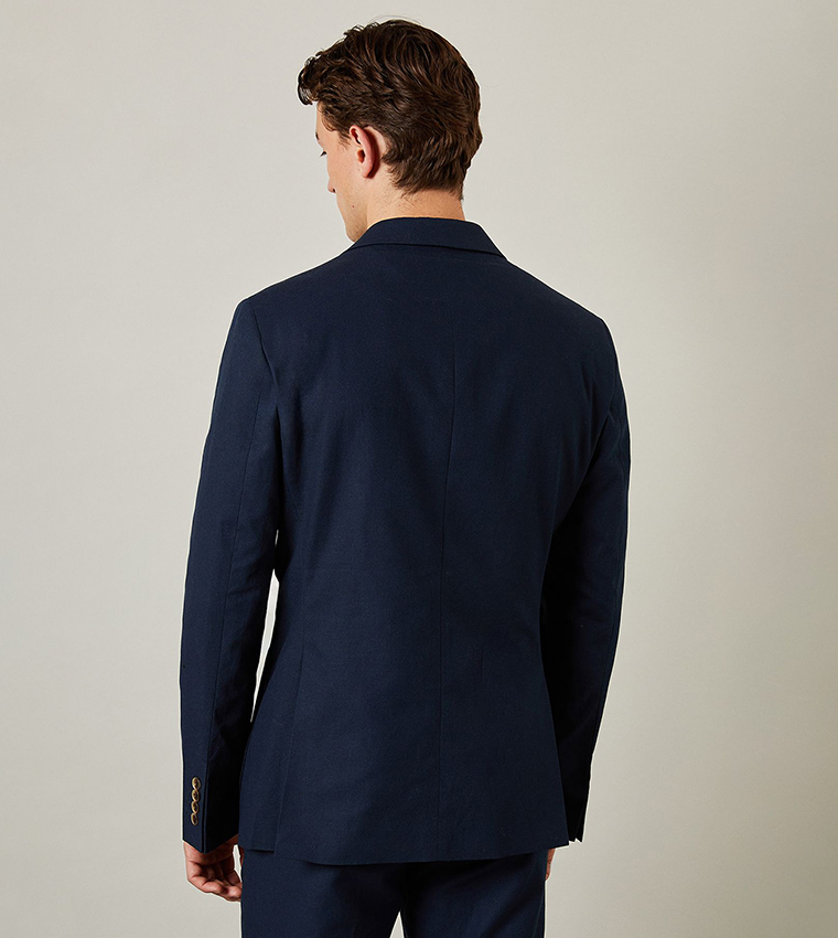 Linen Slim Fit Single-Breasted Blazer