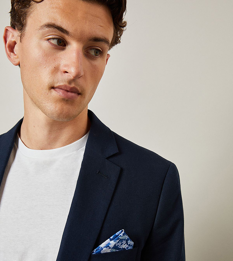 Linen Slim Fit Single-Breasted Blazer