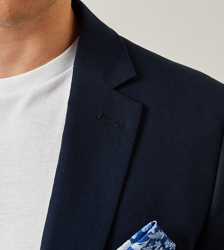 Linen Slim Fit Single-Breasted Blazer