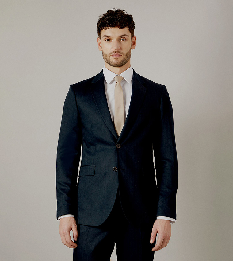 Herringbone Tailored Fit Blazer