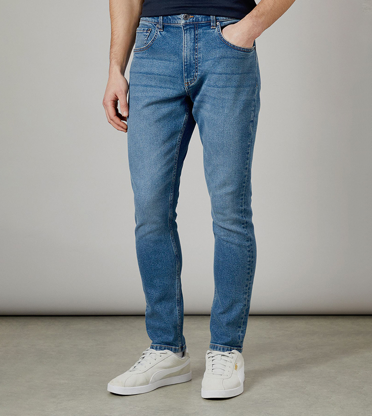 Stone Wash Stretch Slim Fit Jeans