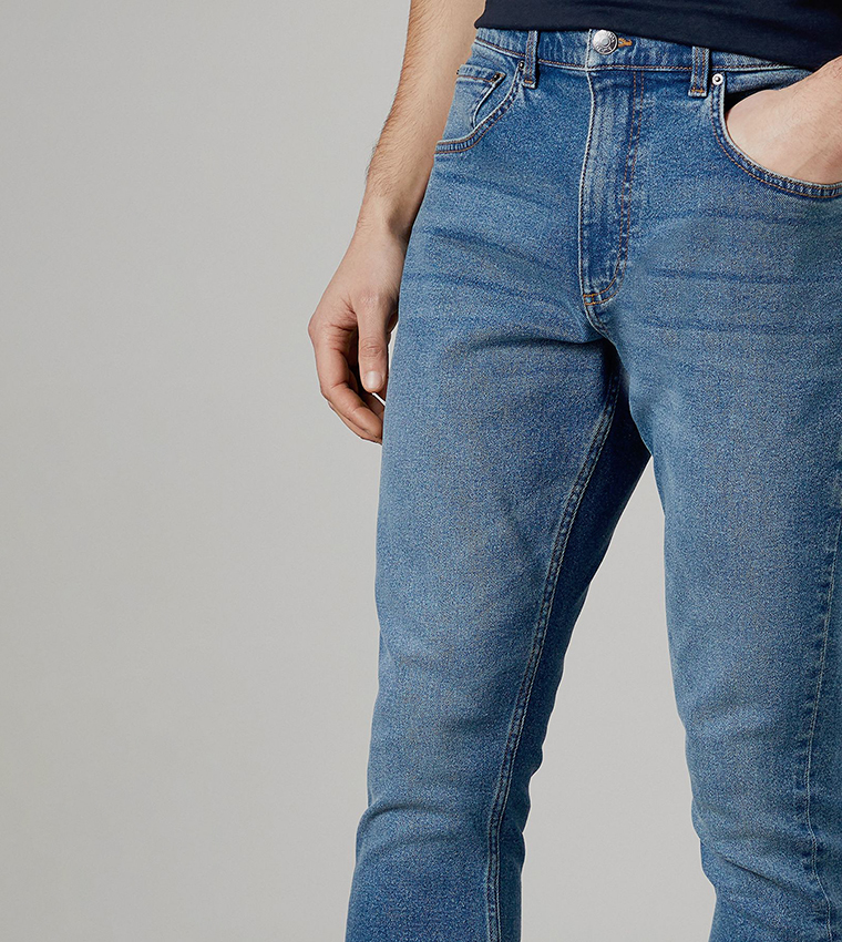 Stone Wash Stretch Slim Fit Jeans