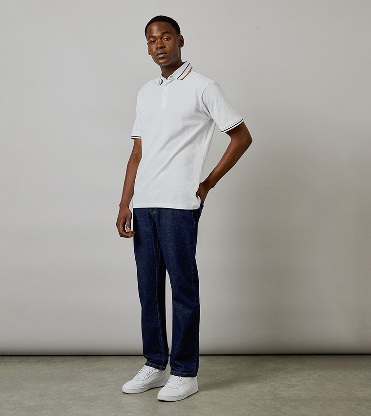 Jacquard Collar Button Polo T-Shirt