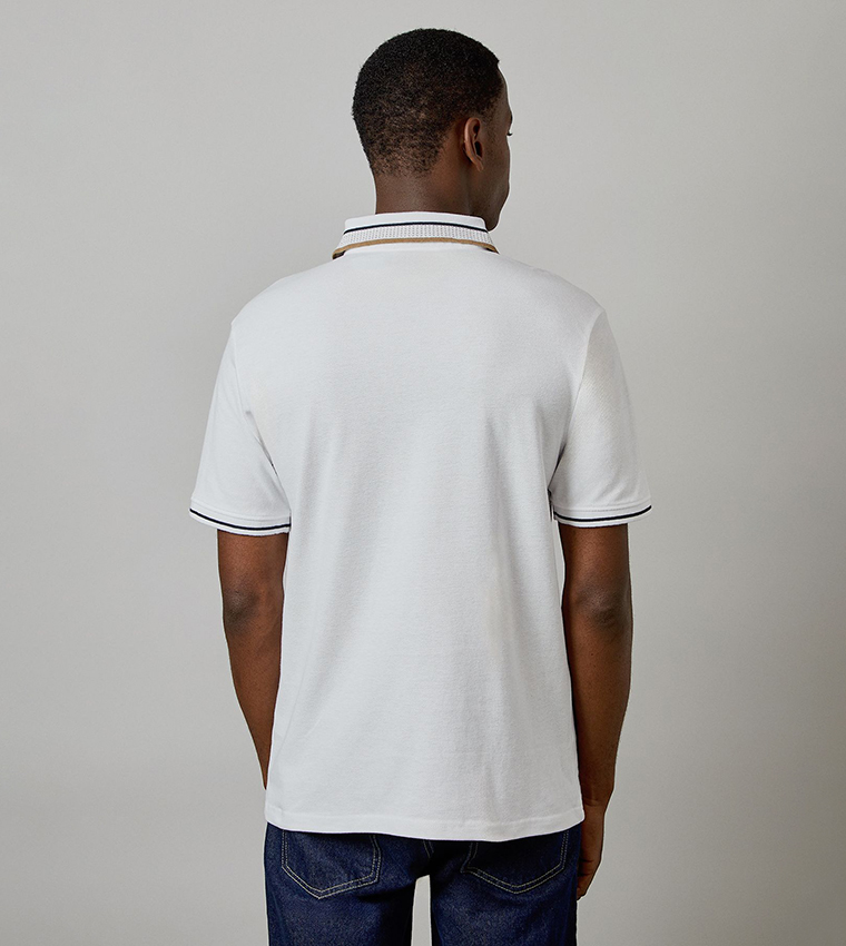 Jacquard Collar Button Polo T-Shirt