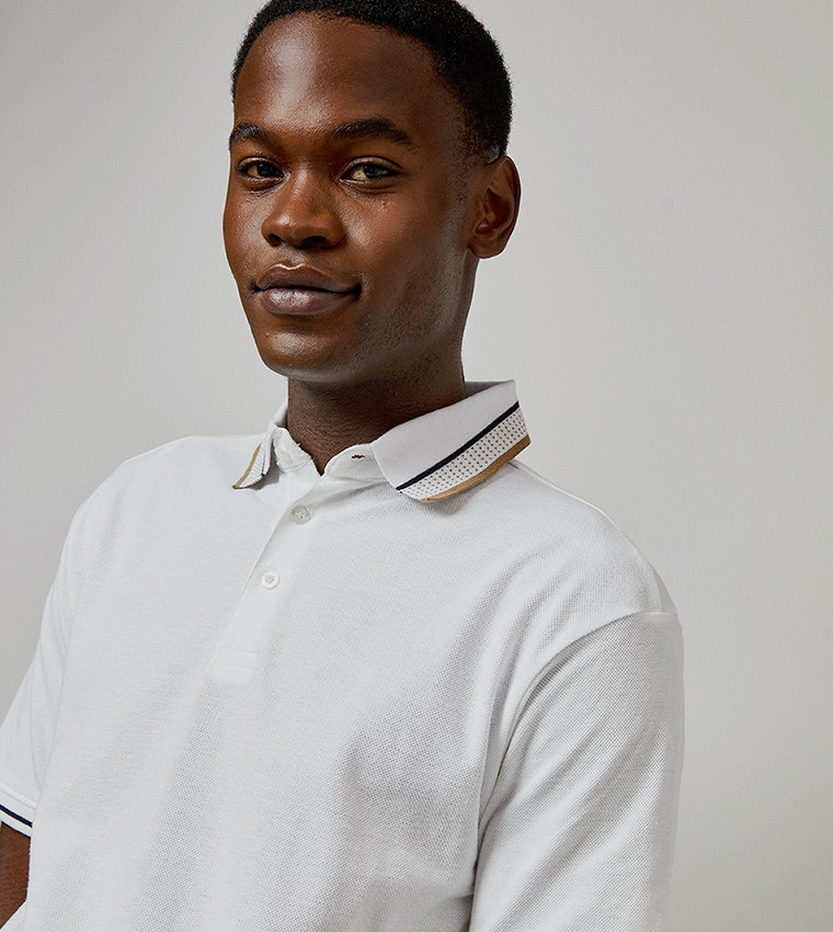 Jacquard Collar Button Polo T-Shirt