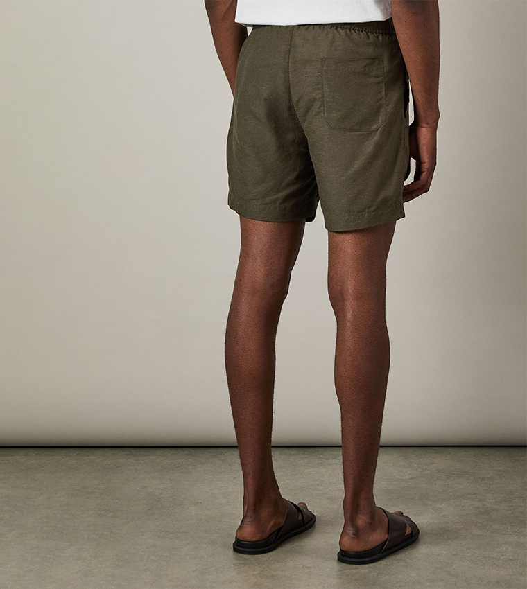 Linen Blend Drawstring Waist Shorts