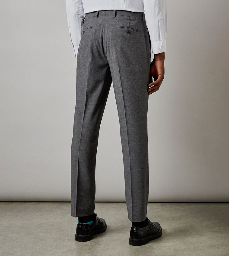Tonal Checkered Slim Fit Formal Trousers