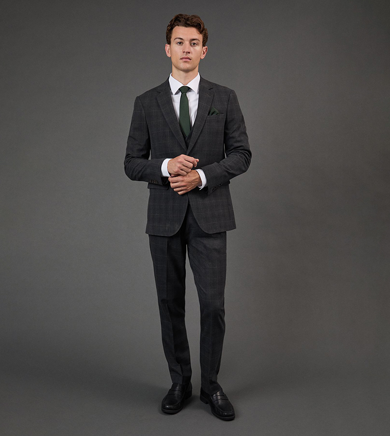 Windowpane Check Slim Fit Blazer