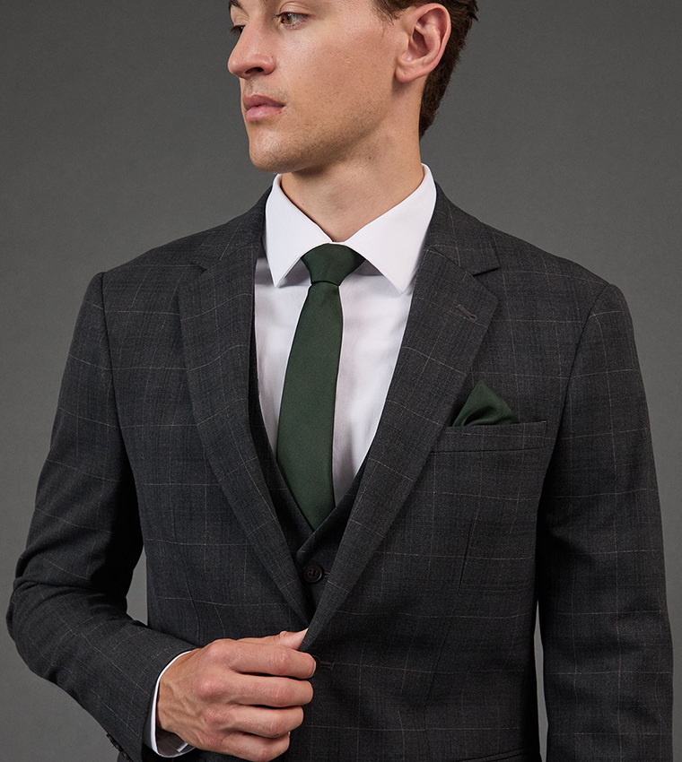 Windowpane Check Slim Fit Blazer