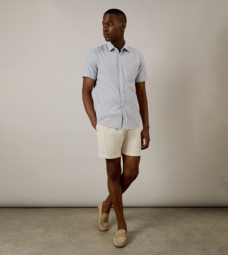 Striped Classic Collar Short Sleeves Shirt