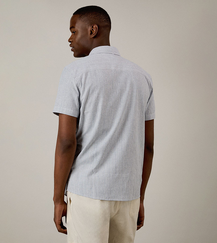 Striped Classic Collar Short Sleeves Shirt