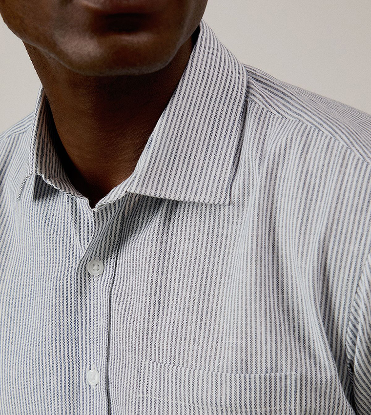 Striped Classic Collar Short Sleeves Shirt