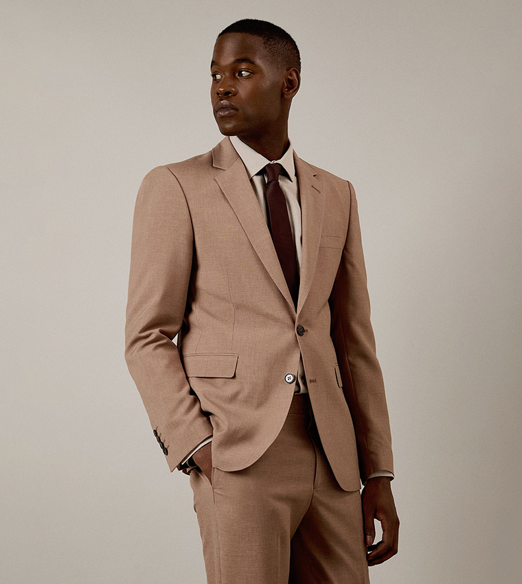 Textured Single Breasted Slim Fit Blazer