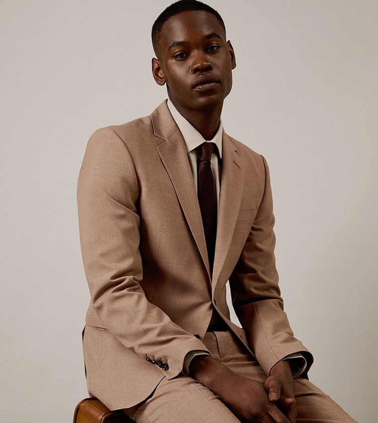 Textured Single Breasted Slim Fit Blazer