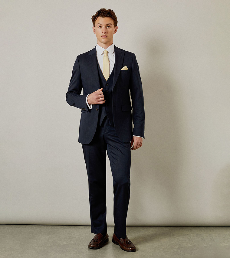 Pinstriped Tailored Fit Blazer