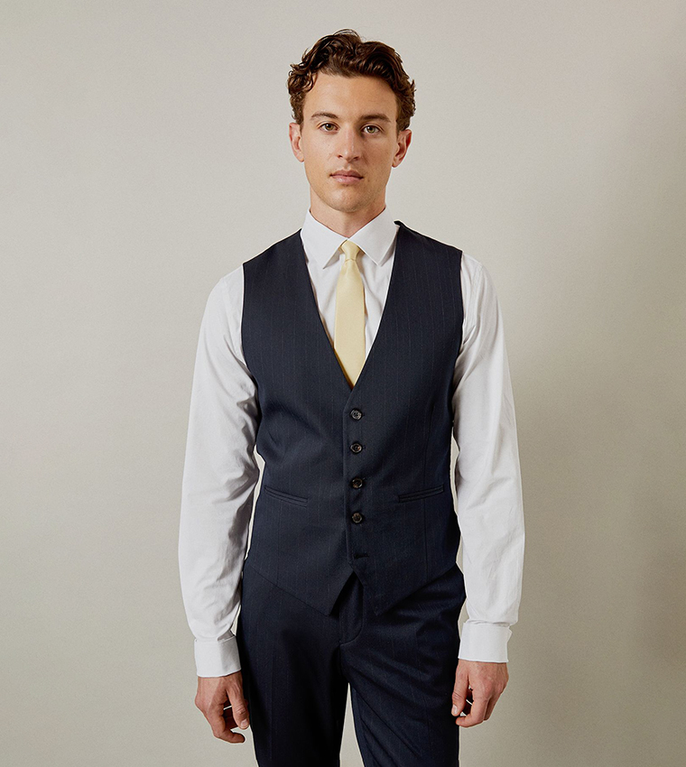 Pinstriped V-Neck Waistcoat