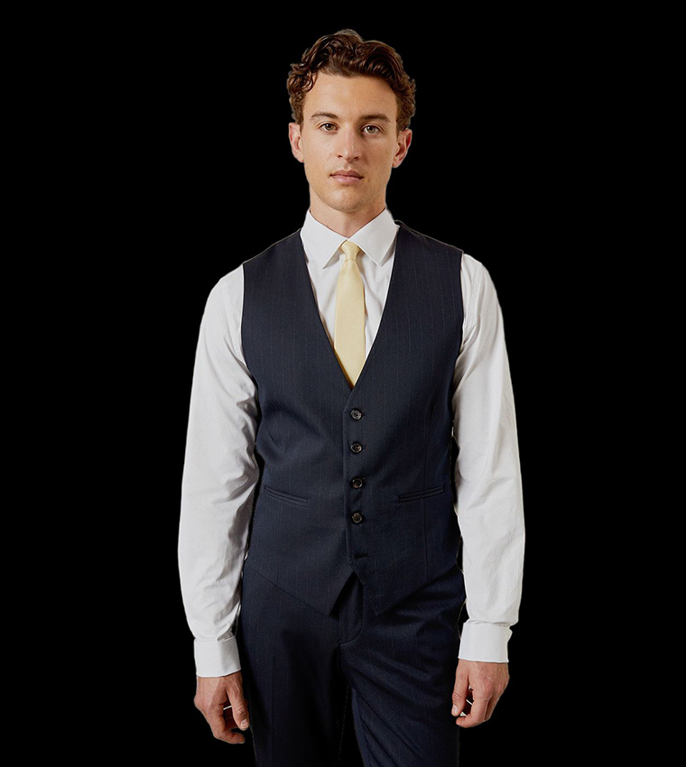 Pinstriped V-Neck Waistcoat