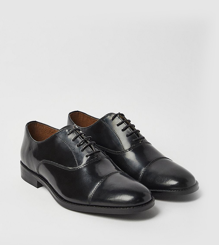 High Shine Leather Cap Toe Oxford Shoes