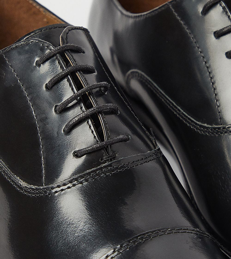 High Shine Leather Cap Toe Oxford Shoes