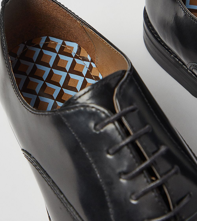 High Shine Leather Cap Toe Oxford Shoes