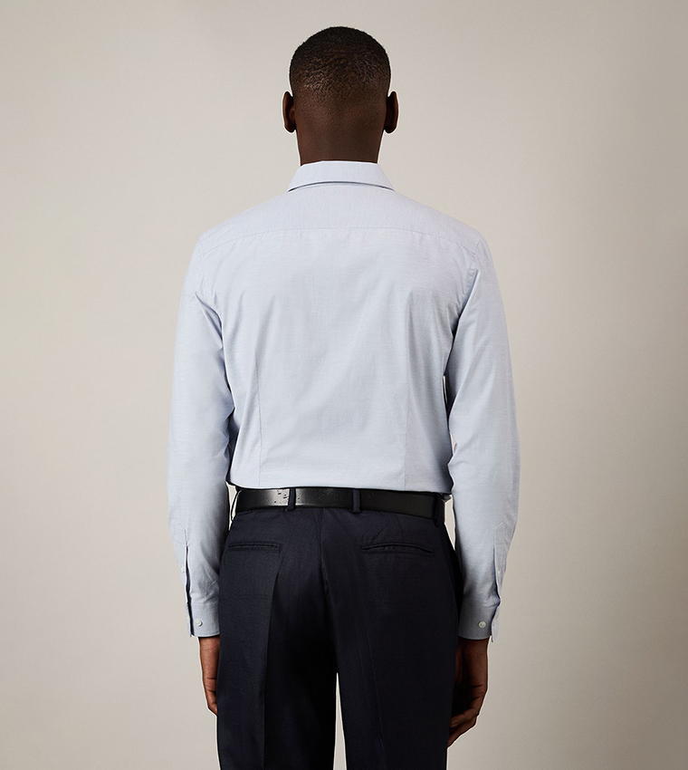 Textured Stretch Slim Fit Long Sleeves Formal Shirt