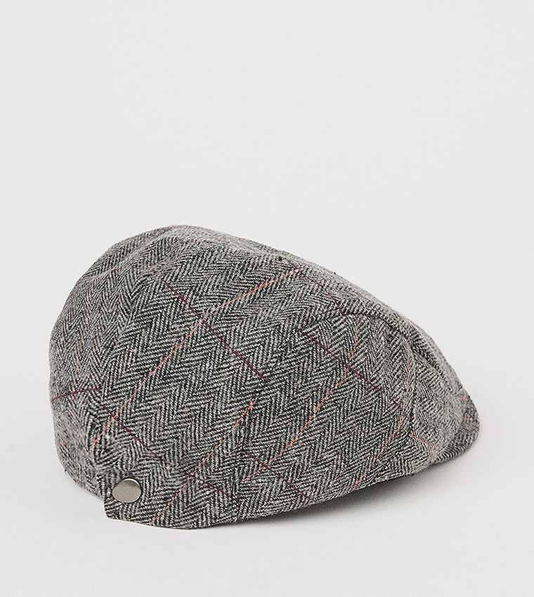 Brushed Tweed Look Flat Cap