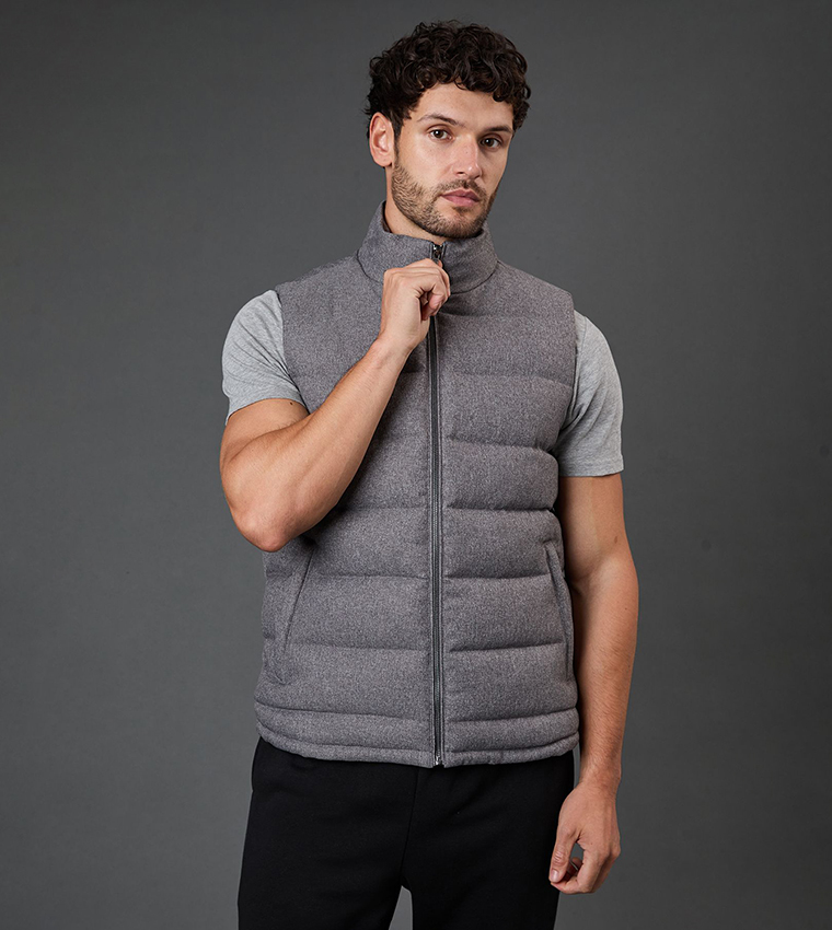 Wool Look Quilted Gilet