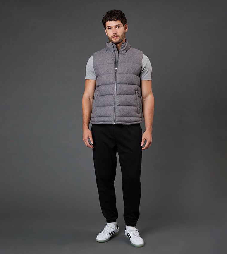 Wool Look Quilted Gilet