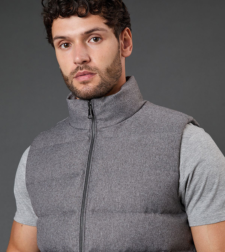 Wool Look Quilted Gilet