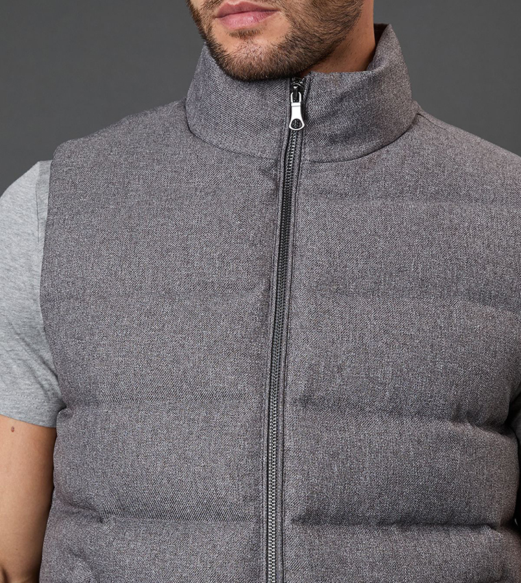 Wool Look Quilted Gilet