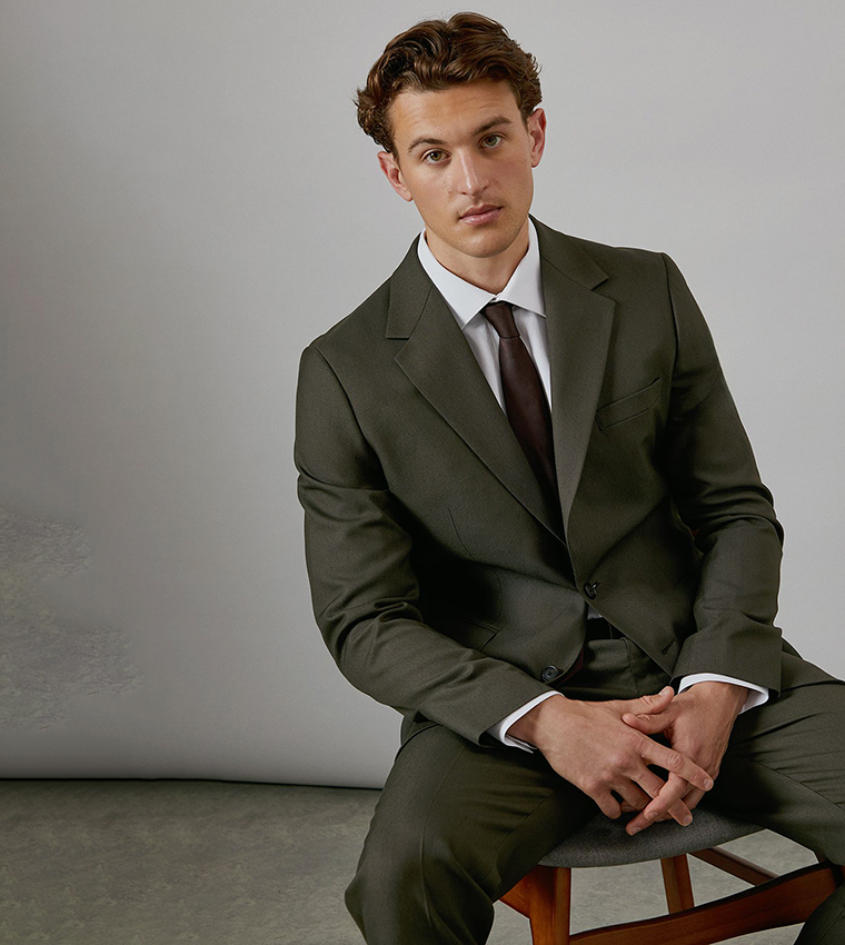 Textured Stretch Slim Fit Blazer