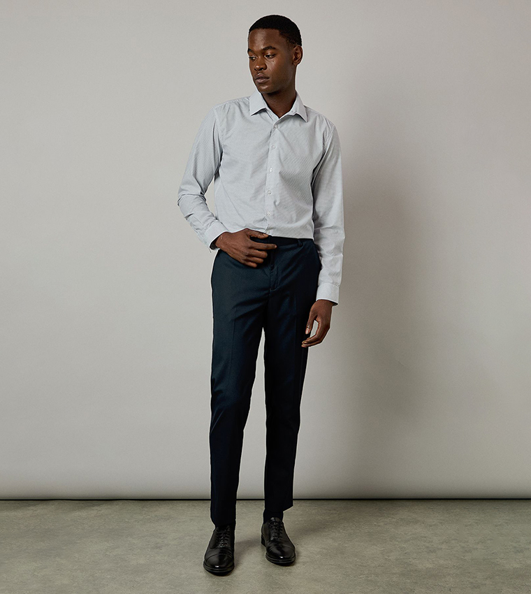 Printed Slim Fit Long Sleeves Formal Shirt