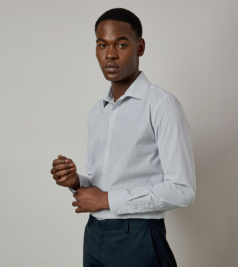 Printed Slim Fit Long Sleeves Formal Shirt