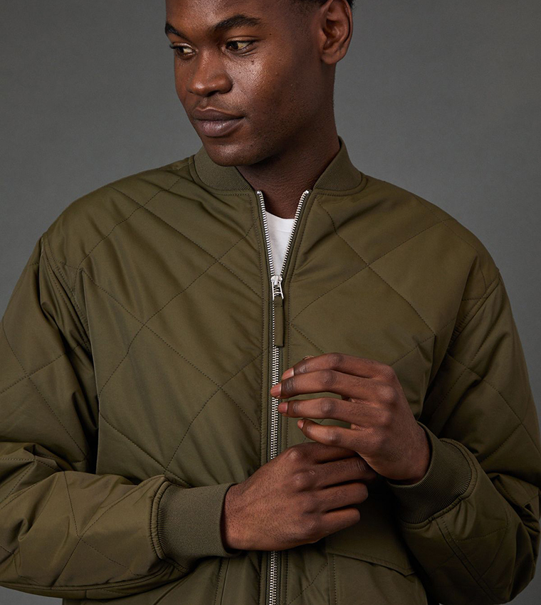 Diamond Quilted Bomber Jacket