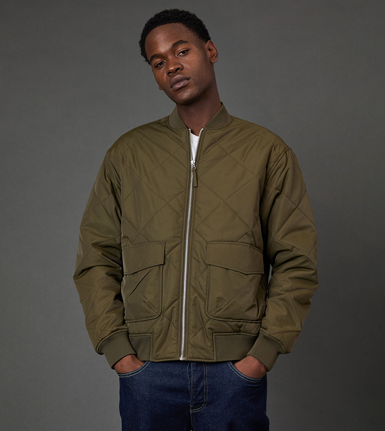 Diamond Quilted Bomber Jacket