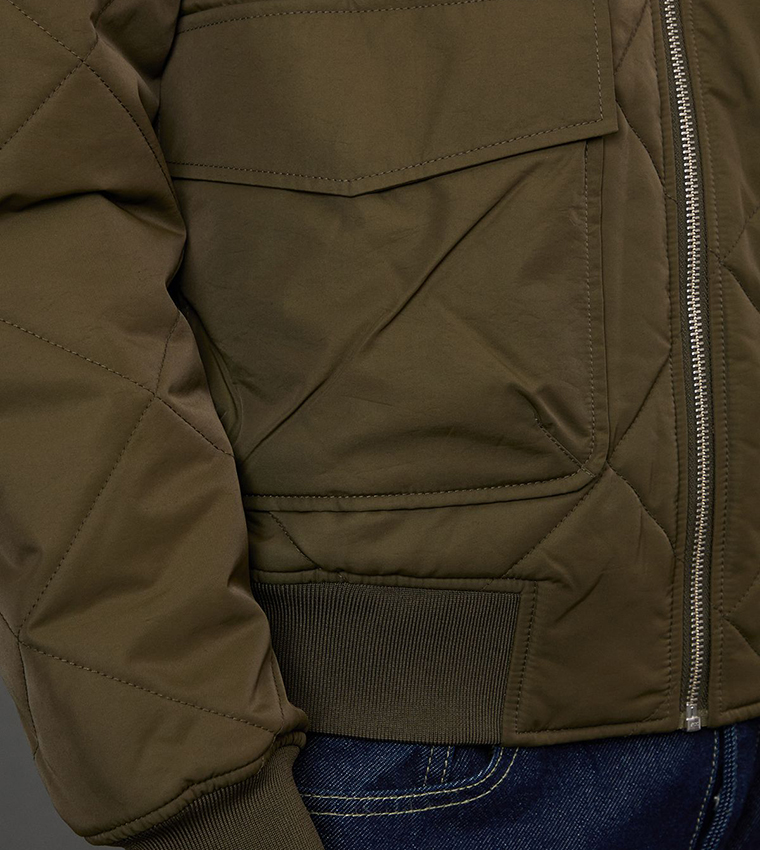 Diamond Quilted Bomber Jacket