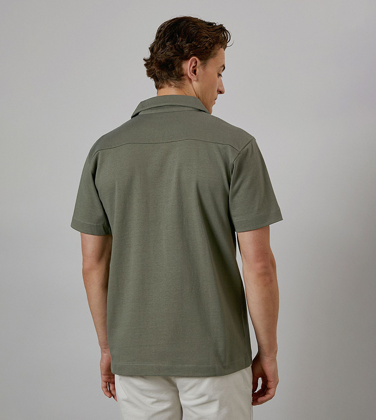 Revere Collar Jersey Short Sleeves Shirt