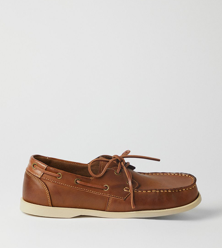 Buy Burton Leather Boat Shoes In Brown 6thStreet Saudi Arabia